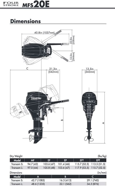 Tohatsu 20hp Outboard MFS20E EFI 4 Stroke Boat Engine