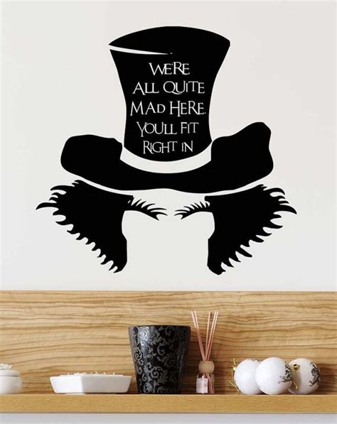 We Re All Quite Mad Here You Ll Fit Right In Mad Etsy In 2021 Inspirational Wall Art Alice