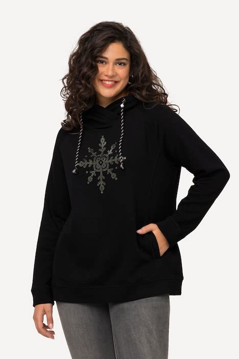 Sweat Shirt Col Montant Et Manches Longues Poches Flocon De Neige