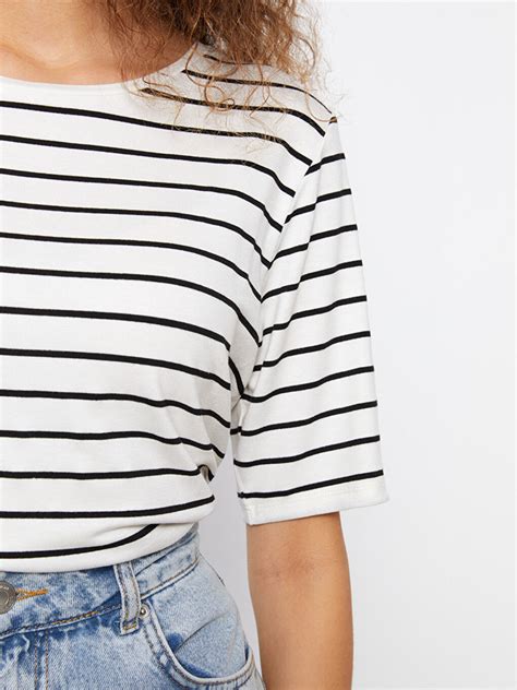 Crew Neck Striped Short Sleeve Women S T Shirt S Z Ljx S Z