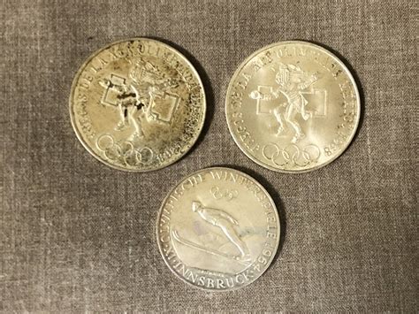 【やや傷や汚れあり】【銀貨】1円～メキシコオリンピック 1968年 25ペソ 銀貨×2枚オーストリア 50 Schilling 1964