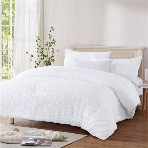 RUIKASI Seersucker King Comforter Set 102x90 Inches 3 Pieces 100