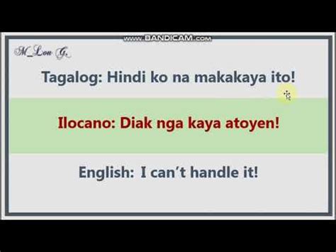 Ilocano Phrases With Tagalog And English Translation Lesson Youtube