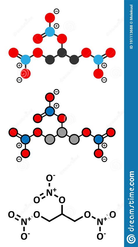 Nitroglycerin Molecule Skeletal Formula Vector Illustration ...