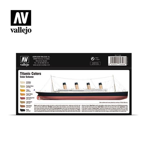 Titanic Colors Model Air Paint Set (8 Colors) Vallejo Paint (VLJ71646)