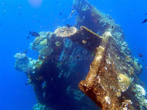 Shipwreck USS Liberty With Many Diver Bubbles Bali Indonesia Asia