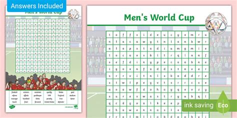 2022 Men S World Cup Wordsearch L Enseignant A Fait