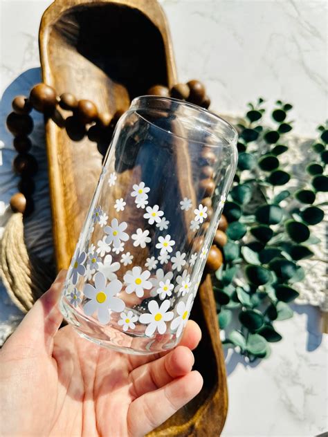 Floating Daisy Beer Can Glass Floral Beer Can Glass Beer Glass