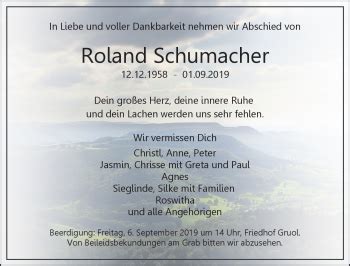 Traueranzeigen Von Roland Schumacher Schwarzw Lder Bote Trauer