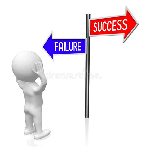 Failure Success Defeat Concept Signpost With Three Arrows Cartoon