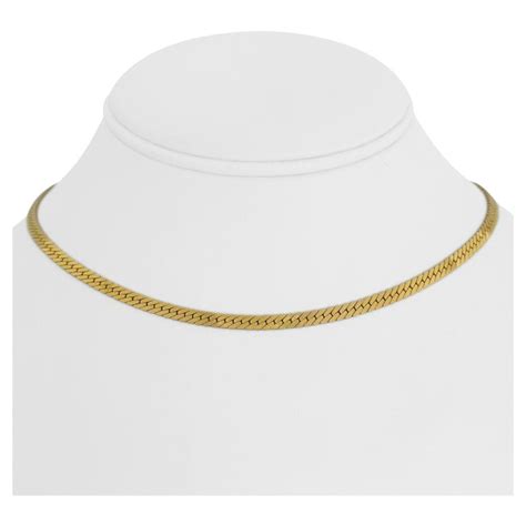 14 Karat Yellow Gold Ladies Herringbone Link Collar Necklace Italy For