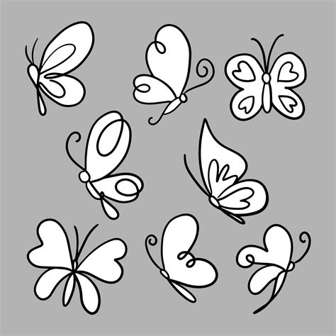 Set Hand Drawn Butterfly Vector Illustration 21821329 Vector Art At Vecteezy