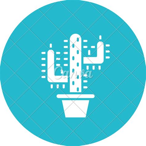 Cactus Glyph Circle Background Icon 素材 Canva可画