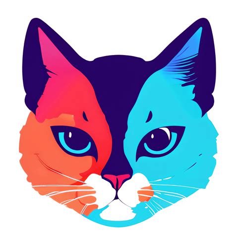 Colorful Cat Head Graphic · Creative Fabrica