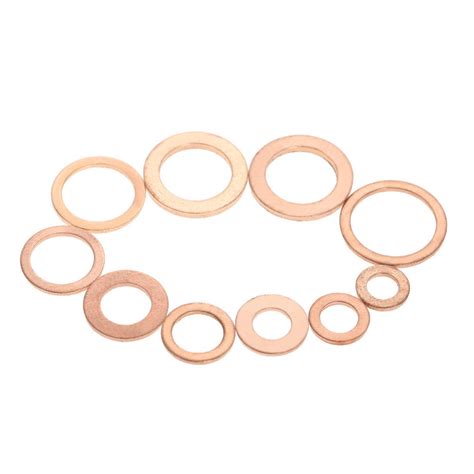 Pcs M M Copper Washers Gasket Set Flat Ring Seal Assortment Kit