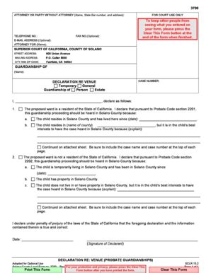 Fillable Online Solano Courts Ca Declaration Re Venue Probate