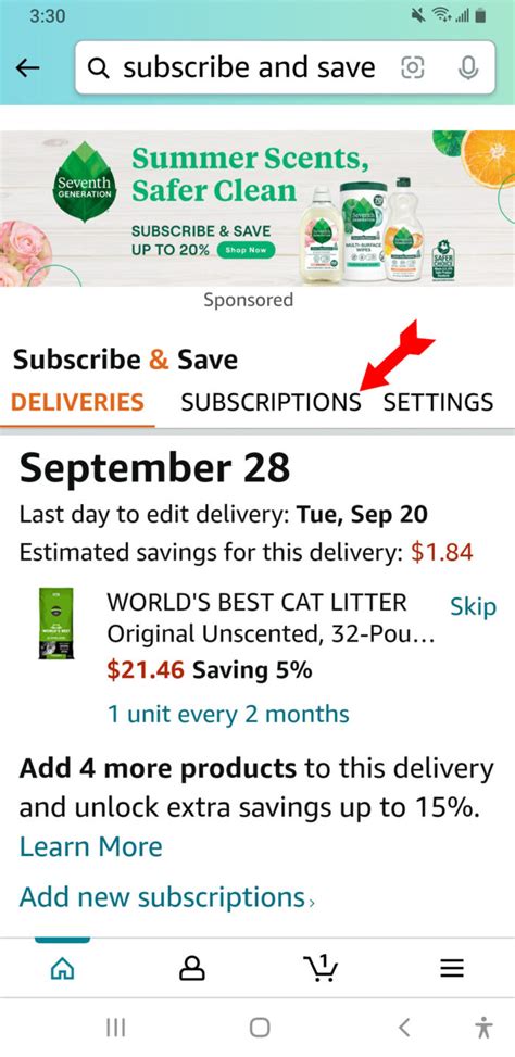 how to cancel subscribe and save on amazon app