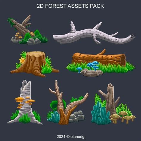 Artstation 2d Forest Assets Pack Ver2 Game Assets