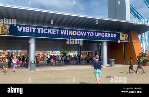 People Tourists Entering The Cedar Point Amusement Park Via Ticket