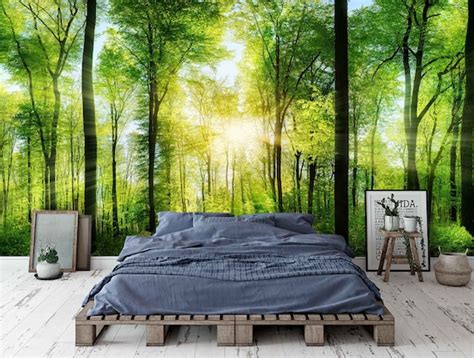 3D Forest Wallpaper Sunshine Wall Mural Natural Wall Decor - Etsy