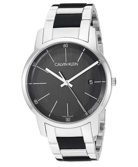 Calvin Klein City Mens 43mm Brushed Black Dial Swiss Made Quartz Watch