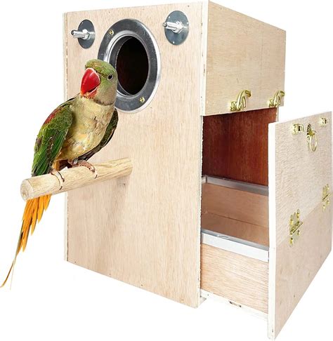 Kathson Parakeet Nesting Box Wooden Bird Breeding Nest Parrots Mating