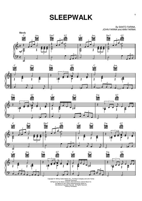 Sleepwalk Sheet Music By Santo And Johnny For Pianovocalchords Sheet