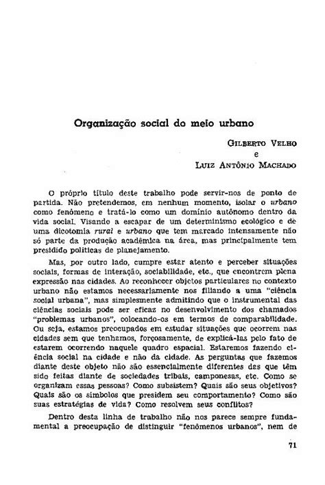 Pdf Organiza O Social Do Meio Urbano Dan Unb Br Como Uma De Suas