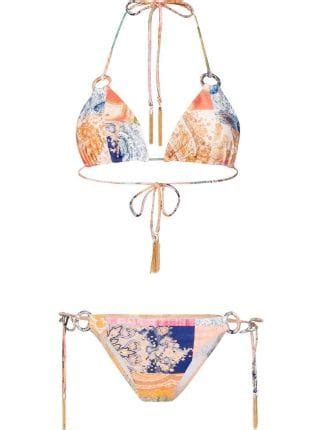 Zimmermann Paisley Print Triangle Bikini Farfetch