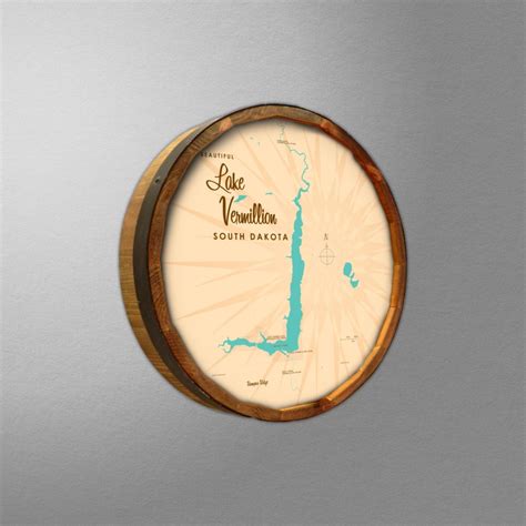 Lake Vermillion South Dakota, Barrel End Map Art – Lakebound®