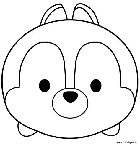 Coloriage Tsum Tsum Chip Kawaii Disney Dessin Kawaii Disney à Imprimer