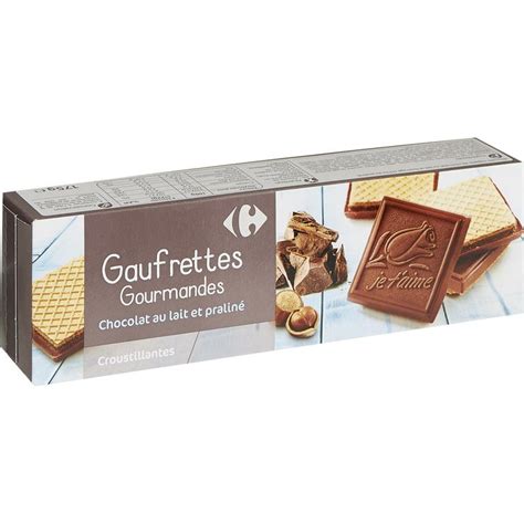 Biscuits Gaufrettes Chocolat Lait Noisette CARREFOUR EXTRA La Boite