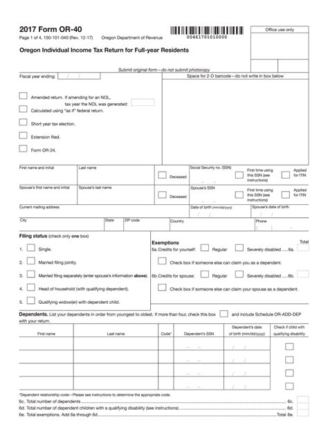 Oregon 40 Income Tax 2017 2024 Form Fill Out And Sign Printable Pdf Template Airslate Signnow