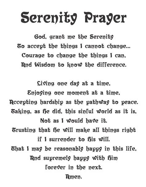 Serenity Prayer Printable Image Free