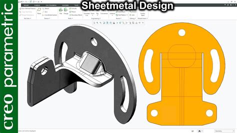 Sheet Metal Tutorial Support Clamp In Creo Parametric Youtube