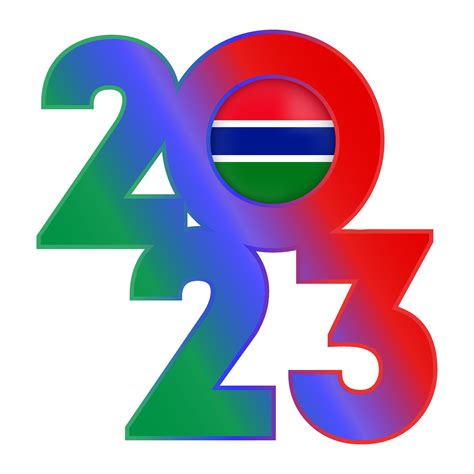 Happy New Year 2023 banner with Gambia flag inside. Vector illustration