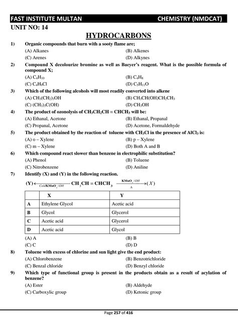 Organic Chemistry Hydrocarbons Study Guide Answers