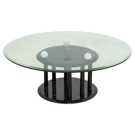 Italian Modern Marble And Glass Revolving Low Table For Sale At 1stdibs