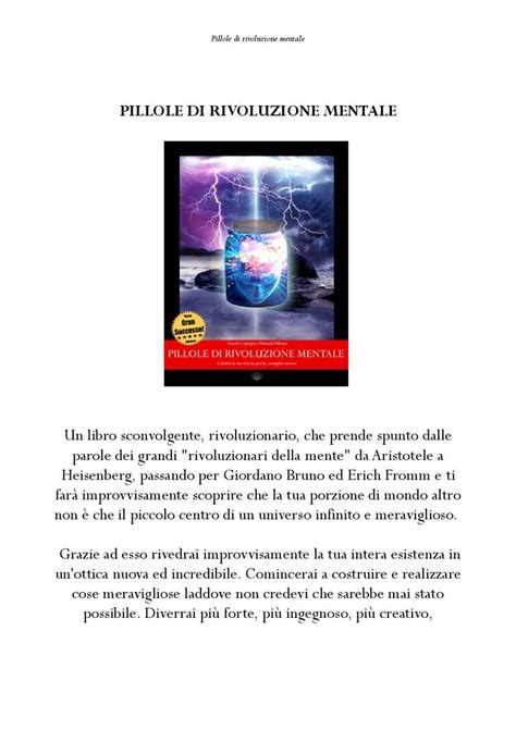 Pillole Di Rivoluzione Mentale Cambia Per Sempre La Tua Vita In Poche