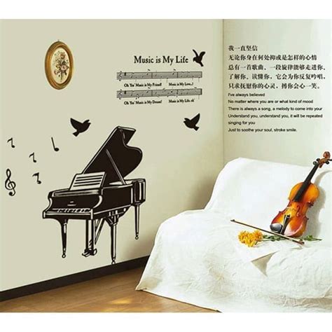 Jual Stiker Dinding Kaca Wall Sticker Grand Piano Music Is My