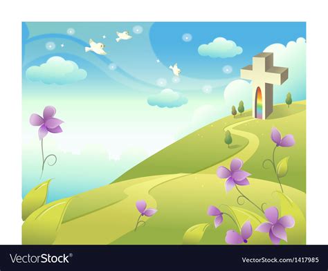 Church Landscape Background Royalty Free Vector Image