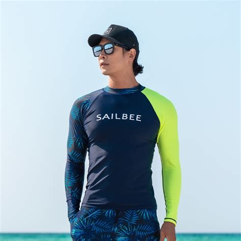 Sailbee Men S Uv Protect Surfing Rash Guard Long Sleeve Swimsuit Rashguard Surf Shirt Sb M013