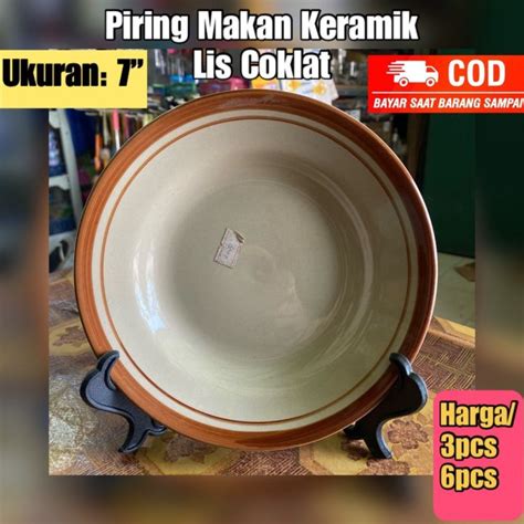 Piring Warteg Grosir Lusinan Piring Makan Keramik Piring Lis Cokat