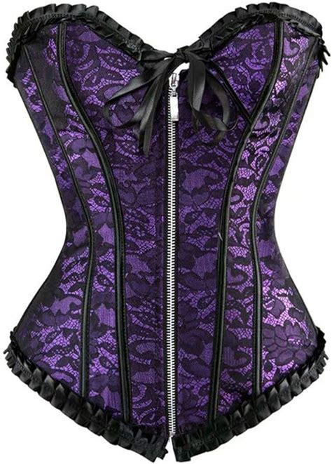 Josamogre Sexy Corsage Korsett Mit Reissverschluss Gothic Bluse Satin