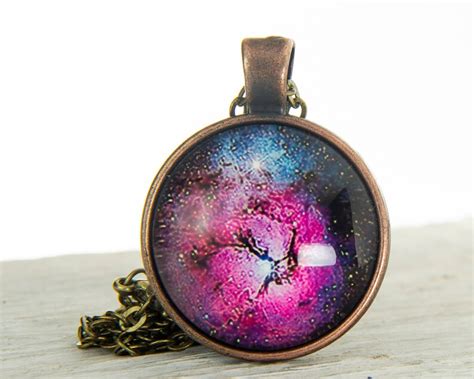 Galaxy Necklace Nebula Necklace Space Glass Pendant Galaxy Jewelry Red