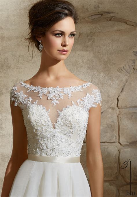 Embroidered Appliqués On Soft Tulle Wedding Dress Morilee