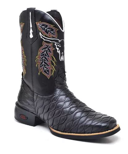 Bota Texana Masculina Country Couro Legitimo Cano Bordado Frete Gr Tis