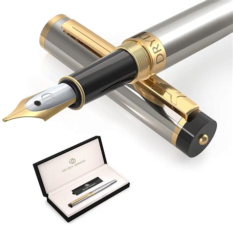 Dryden Luxury Fountain Pen METALLIC SILVER Modern Classic Limited