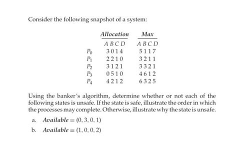 Solved Consider The Following Snapshot Of A System Po Pi P Chegg