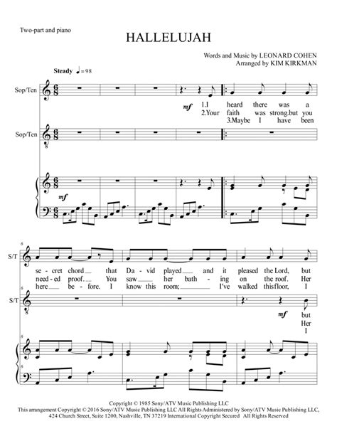 Hallelujah Arr Kim Kirkman By Lee Dewyze Sheet Music For Piano